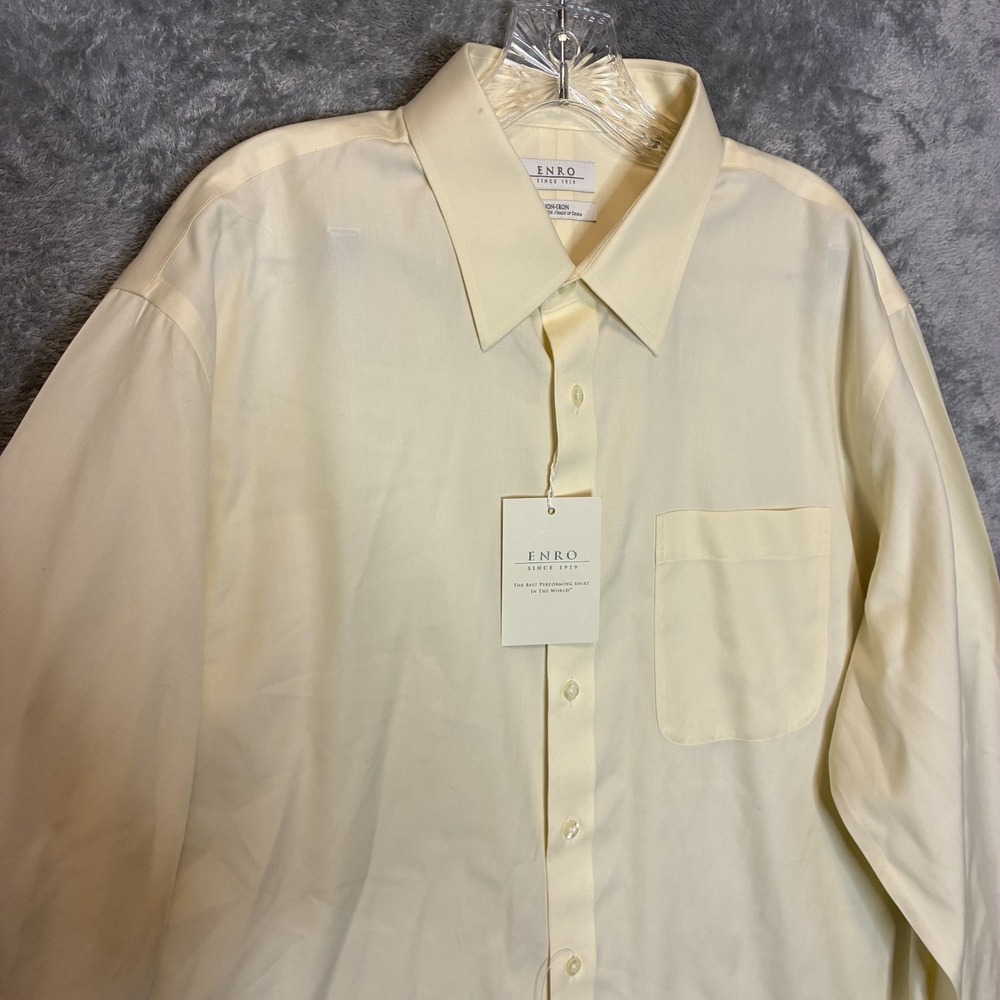 Enro Mens Non Iron E Luxe Performance Button Dress Shirt 17 Ecru Office Business